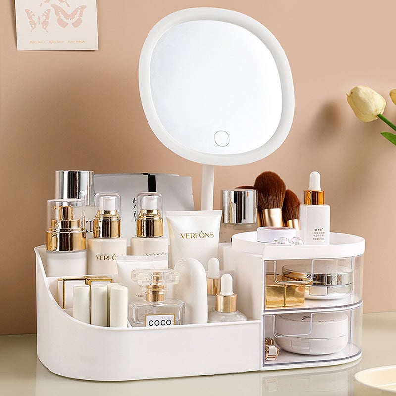 Cosmetic Storage Box Desktop Dressing Table Cosmetic Mirror Skin Care Products Storage Rack Lipstick Storage Box Desk Drawer Type - Image 2